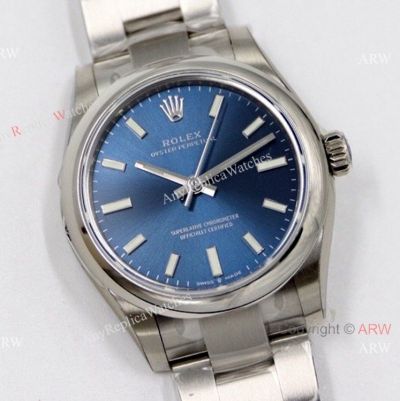 EW Factory 31mm Swiss Rolex Oyster Perpetual Watch 316L Stainless Steel Blue Dial